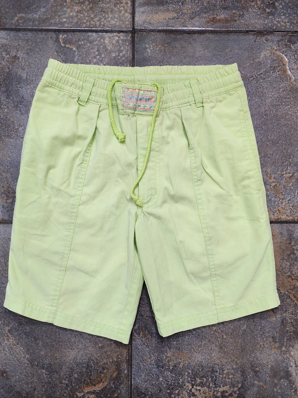 Vintage 90s Bugle Boy Men's XS Surfer Beach Indie Green Drawstring Shorts